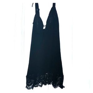 Black lace trim dress
